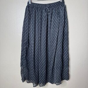 Rene Margo Skirt Women's Large Gray Sheer Maxi Subtle Floral Print Boho